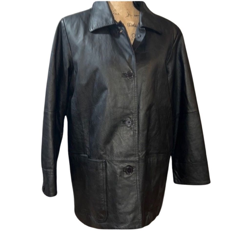 Venezia Vitale 100% Authentic Black Leather Women’s Coat size 18W